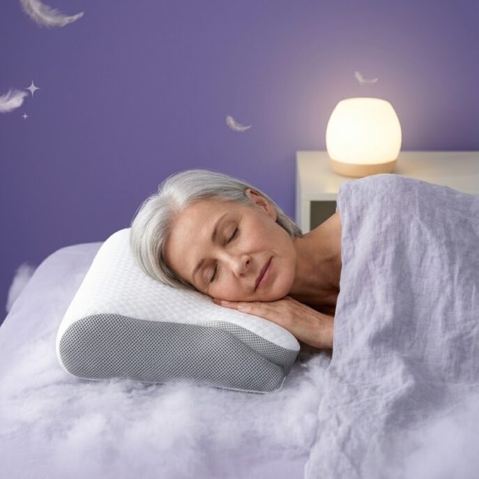 personne agee s'endort bien sur oreiller ergonomique ortho dodo
